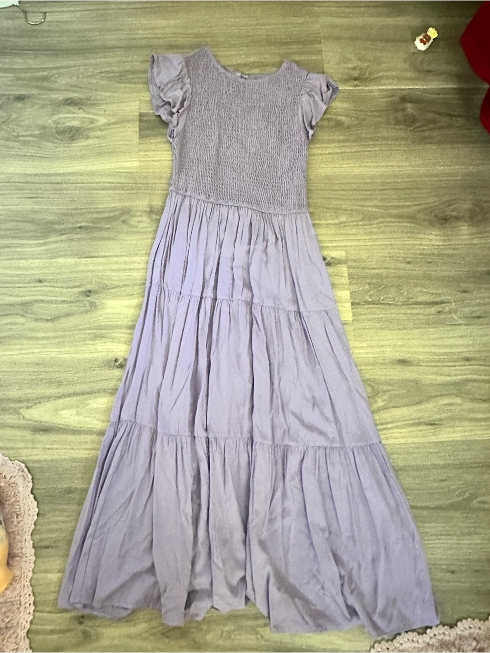 Lavender Tiered Maxi Dress with Smocked Bodice
